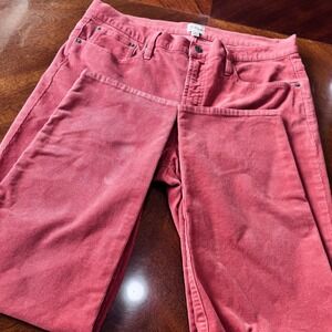 J. Crew Vintage Slim Straight Corduroy Pants 32 Coral Salmon Stretch High Rise
